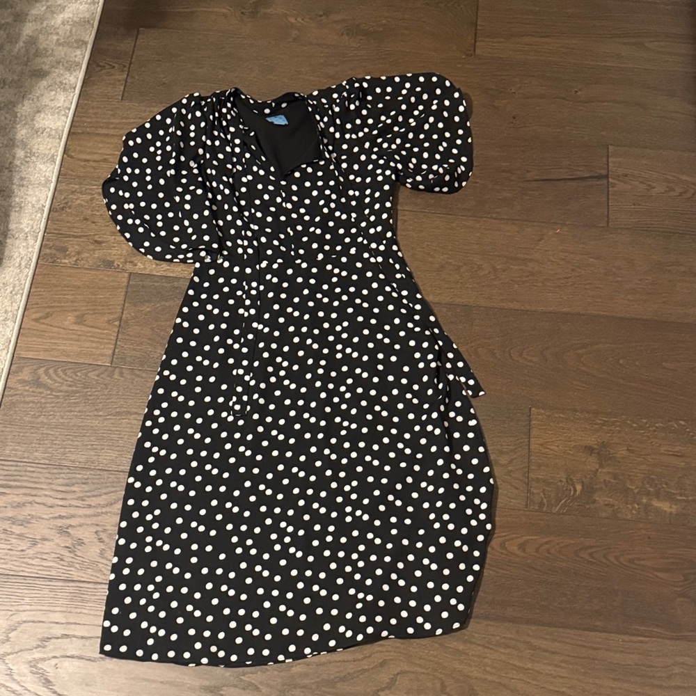 CeCe Black and White Polka Dot Midi Dress